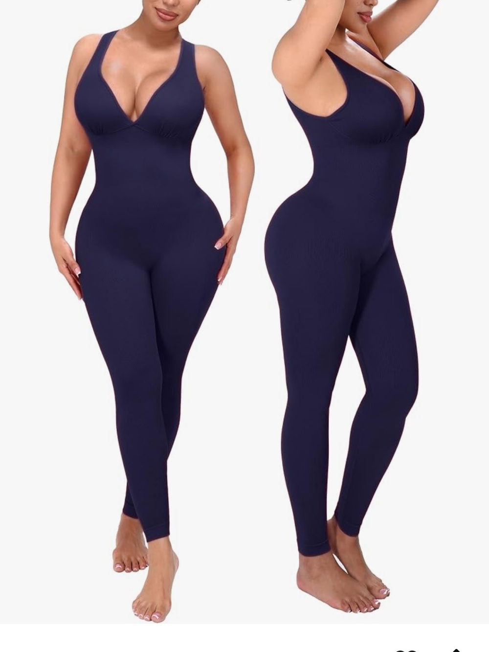 Shapellx Plunge-Neck Seamless Shapewear Jumpsuit - Navy